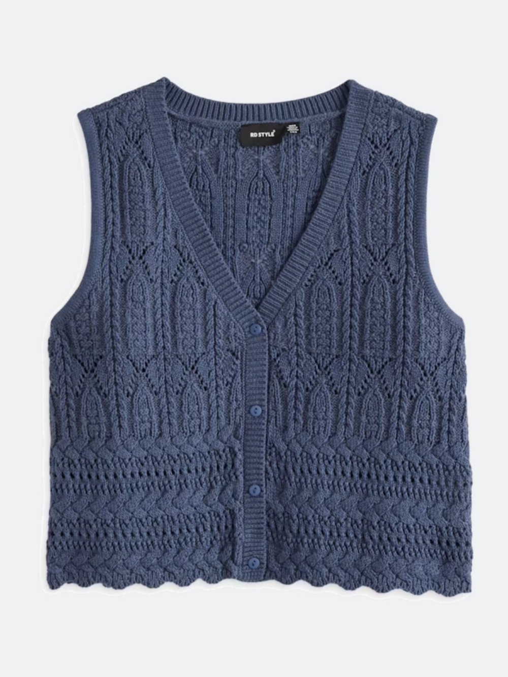 RD STYLE Amelie V-Neck Sleeveless Sweater Vest - Blue